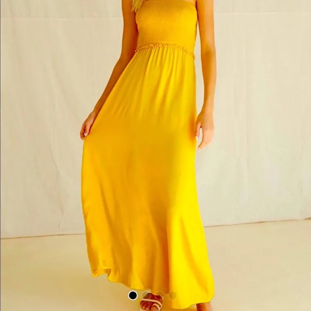 NEW Forever 21 Yellow Strapless Maxi Dress NWT